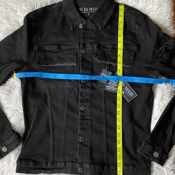 New Si Tu Veux black denim jacket, size L - Picture 8 of 11